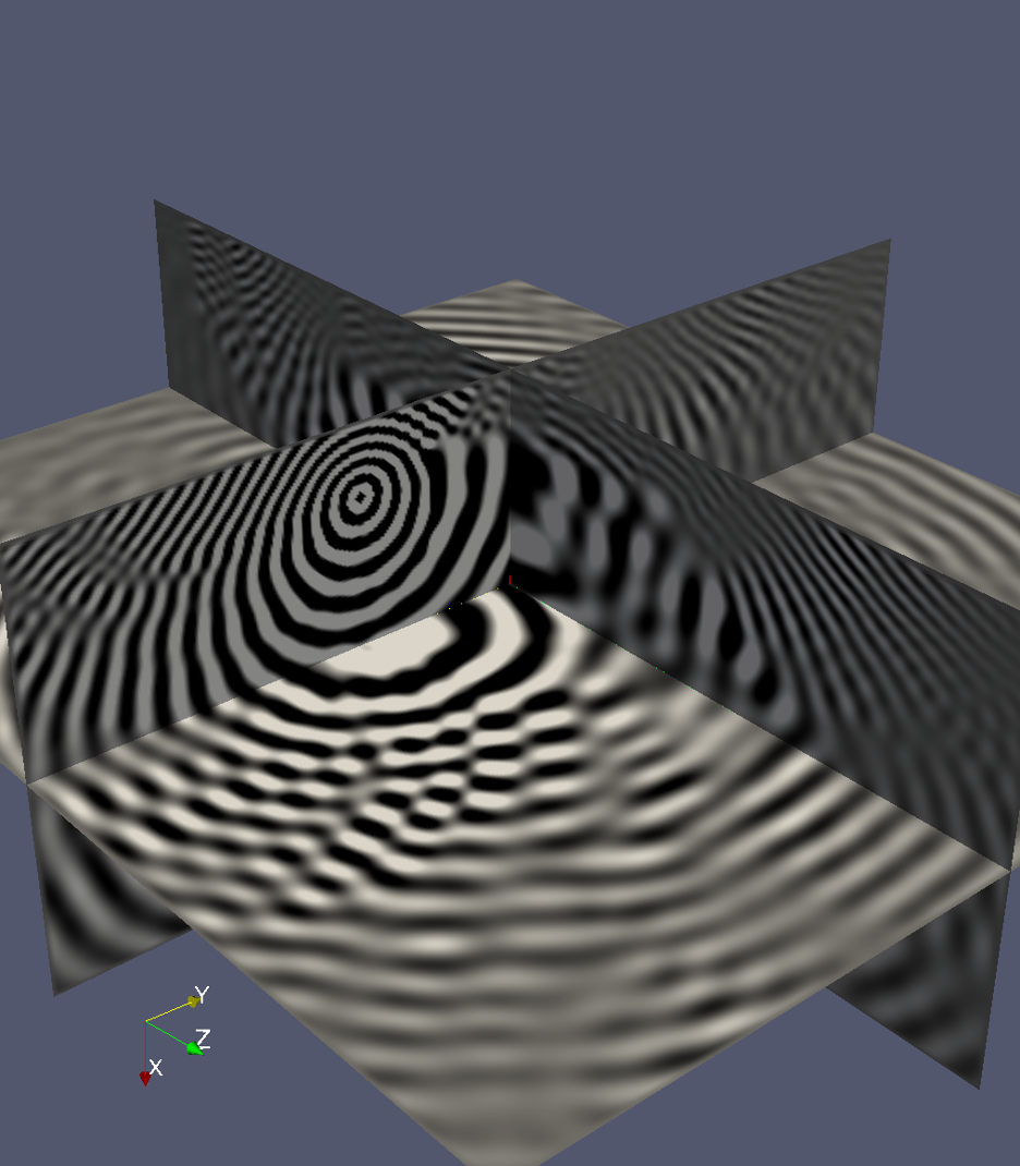 A figure shows three intersecting planes with wave-like lines on their surfaces.